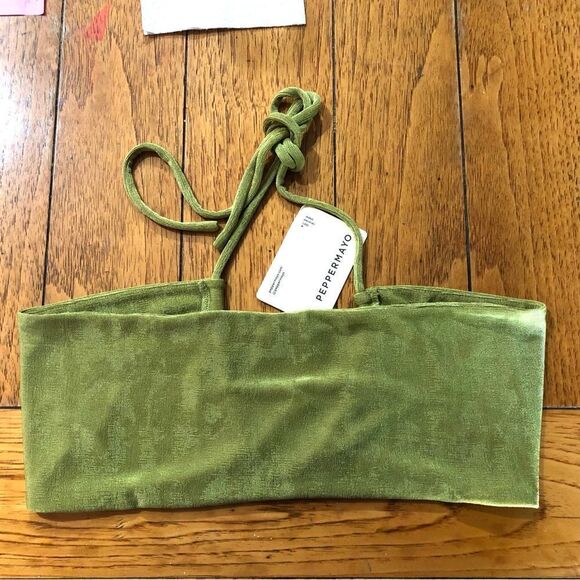 NWT Peppermayo Pool Suite Crop Halter Top Lime Green - 10 - Picture 3 of 8